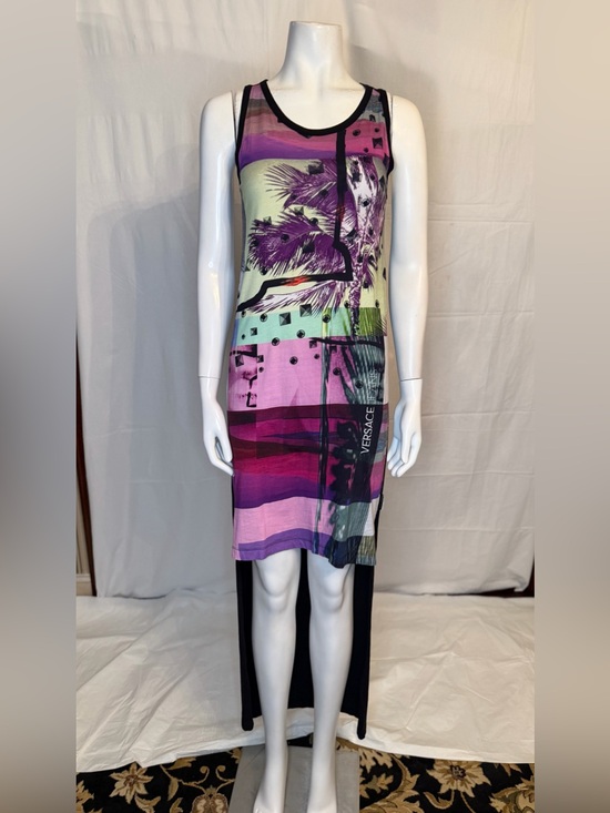 Versace Dresses & Skirts - Versace Printed Sleeveless Midi Dress in Purple & Mint